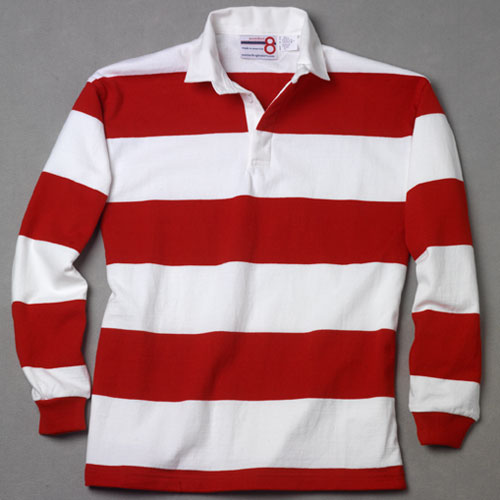 White Red Rugby Shirt – number 8 rugby shirts